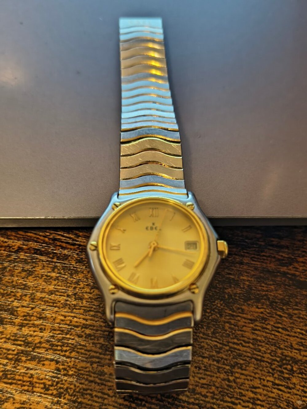 Authentic Vintage Ebel Classic Wave Two-Tone Watch - 80s Swiss Luxury